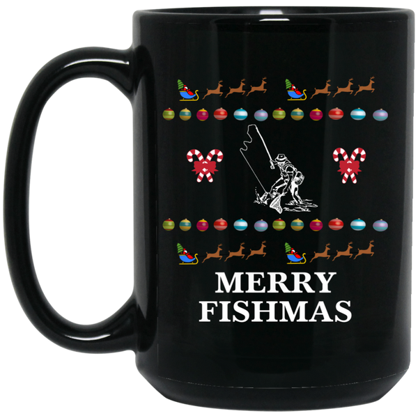 Merry fishmas 15 oz mug black