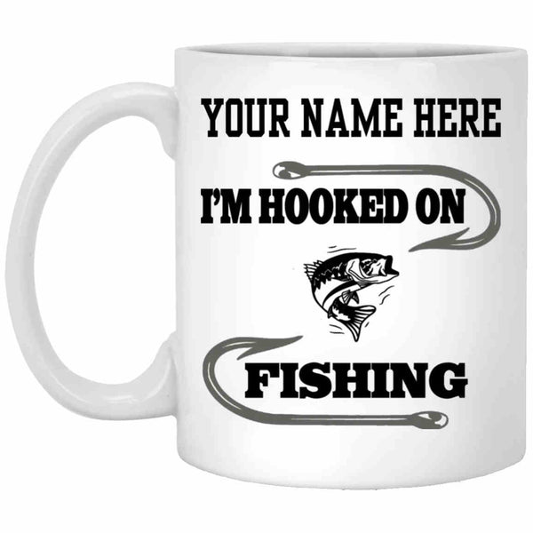 Personalized I'm hooked on fishing 11oz-mug