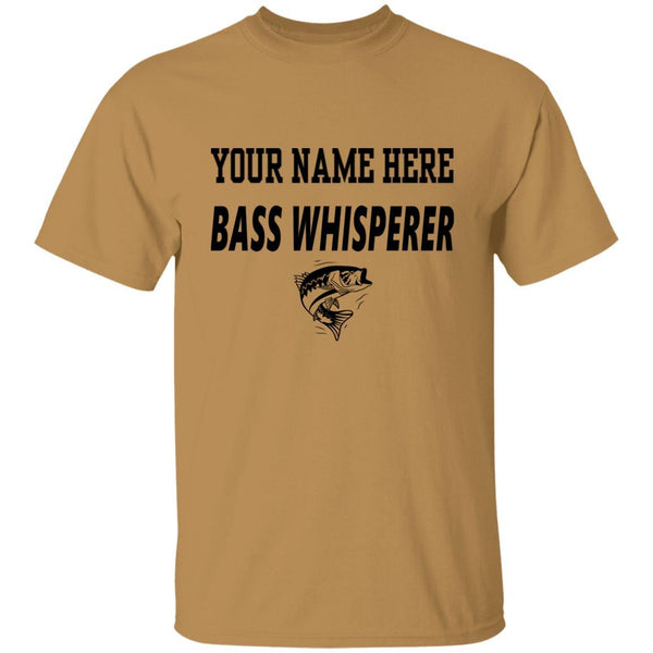 Personalized bass whisperer t shirt b old-gold