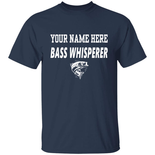 Personalized bass whisperer t shirt w navy