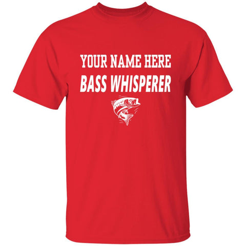 Personalized bass whisperer t shirt w red