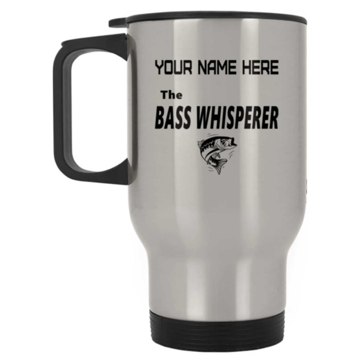 Personalized the the bass whisperer travel mug silver