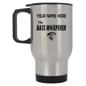 Personalized the the bass whisperer travel mug silver