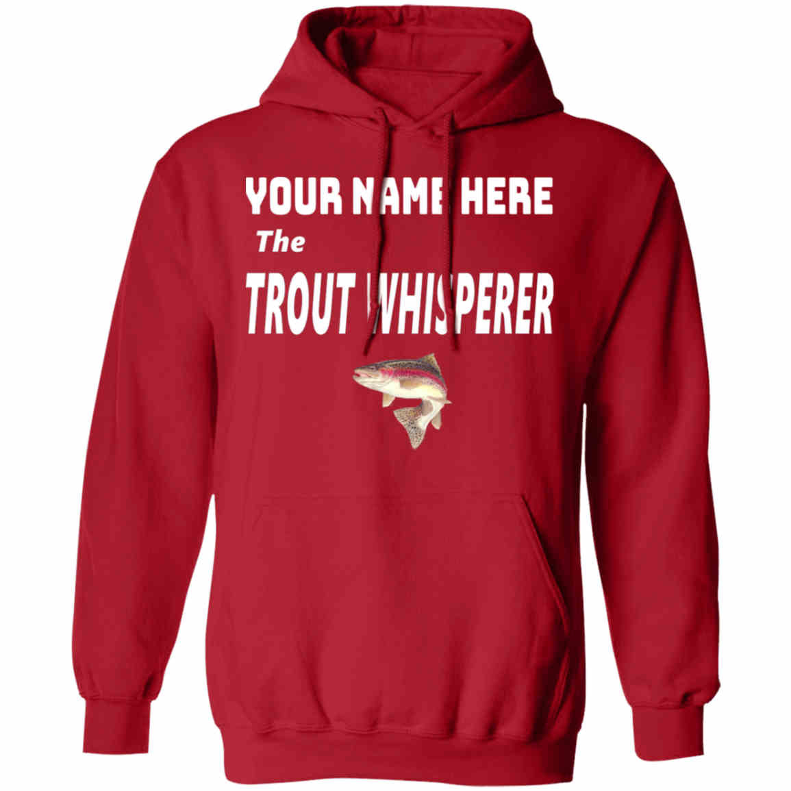 Personalized the trout whisperer w Hoodie red