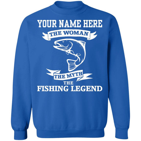Personalized The Woman the Myth The Fishing Legend Sweatshirt w royal