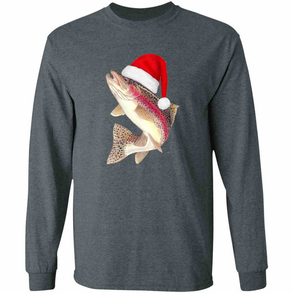 Santa fish long sleeve t-shirt dark-heather