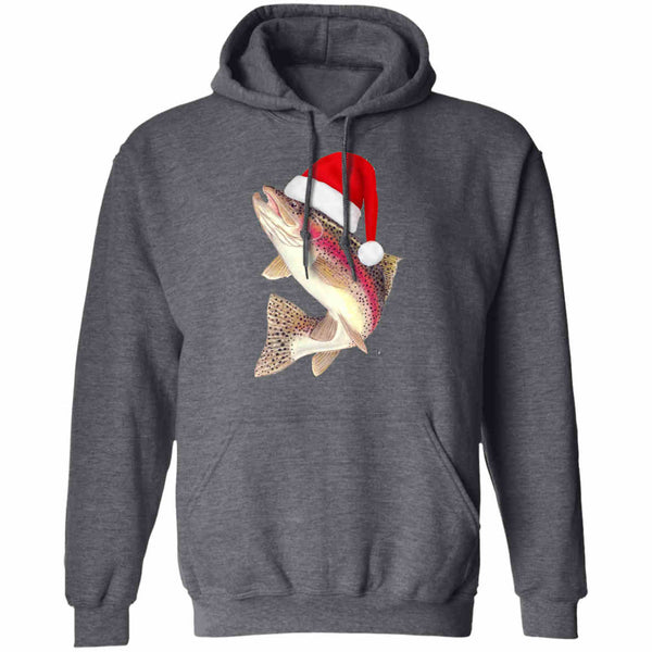 Santa fish hoodie dark-heather