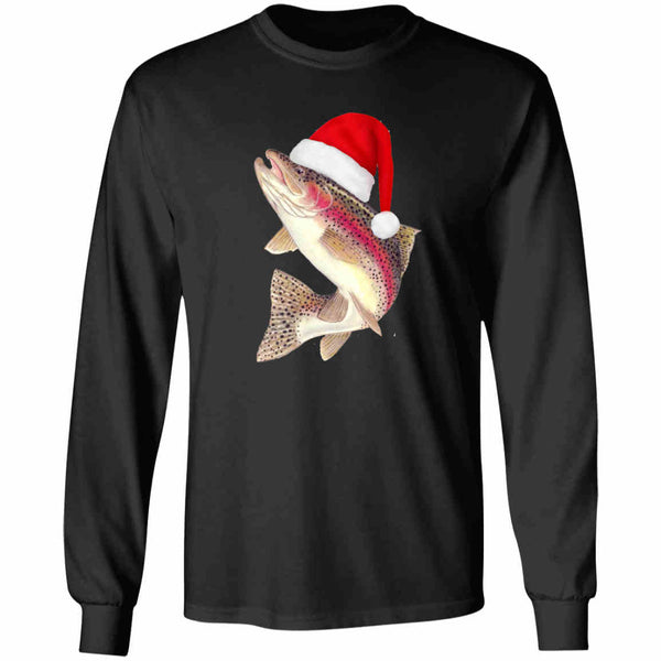 Santa fish long sleeve t-shirt black