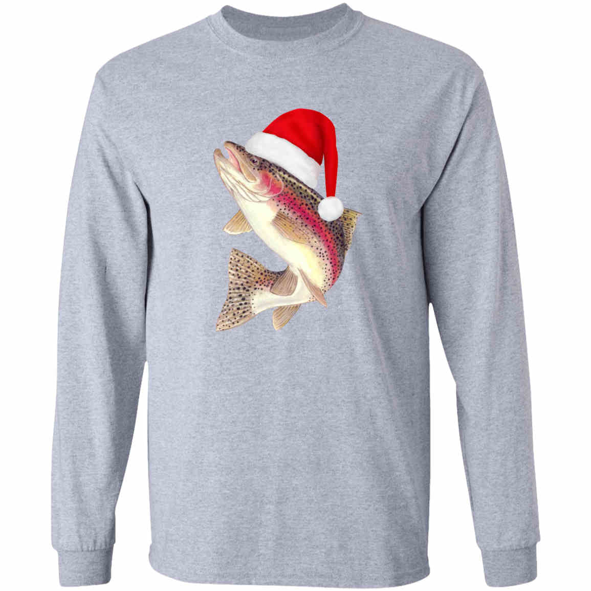 Santa fish long sleeve t-shirt sport-grey