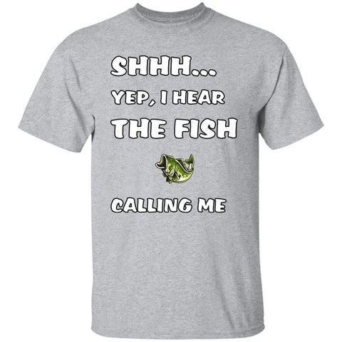 Shhh yep i hear the fish calling me t-shirt sport-grey