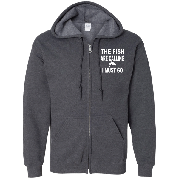 The fish are calling i must go zip up hoodie dark-heather w