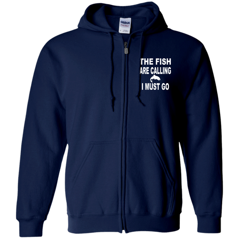 The fish are calling i must go zip up hoodie navy w 