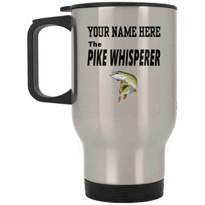 Personalized The Pike Whisperer travel mug silver