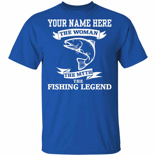 Personalized the woman the myth the fishing legend t-shirt w royal