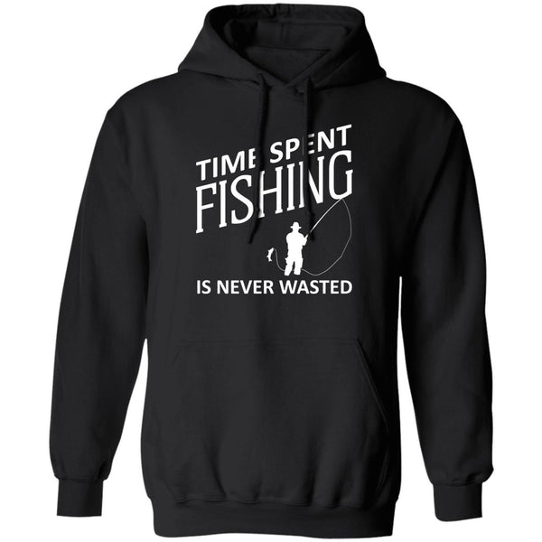 Time spent fishing pullover hoodie black-w