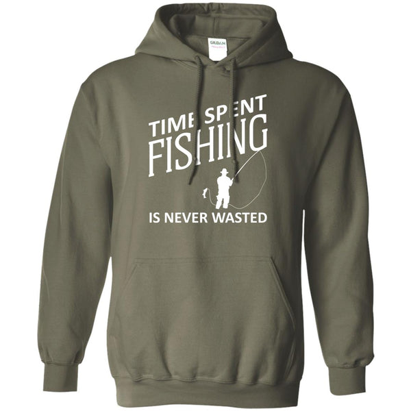 Time spent fishing pullover hoodie military-green-w